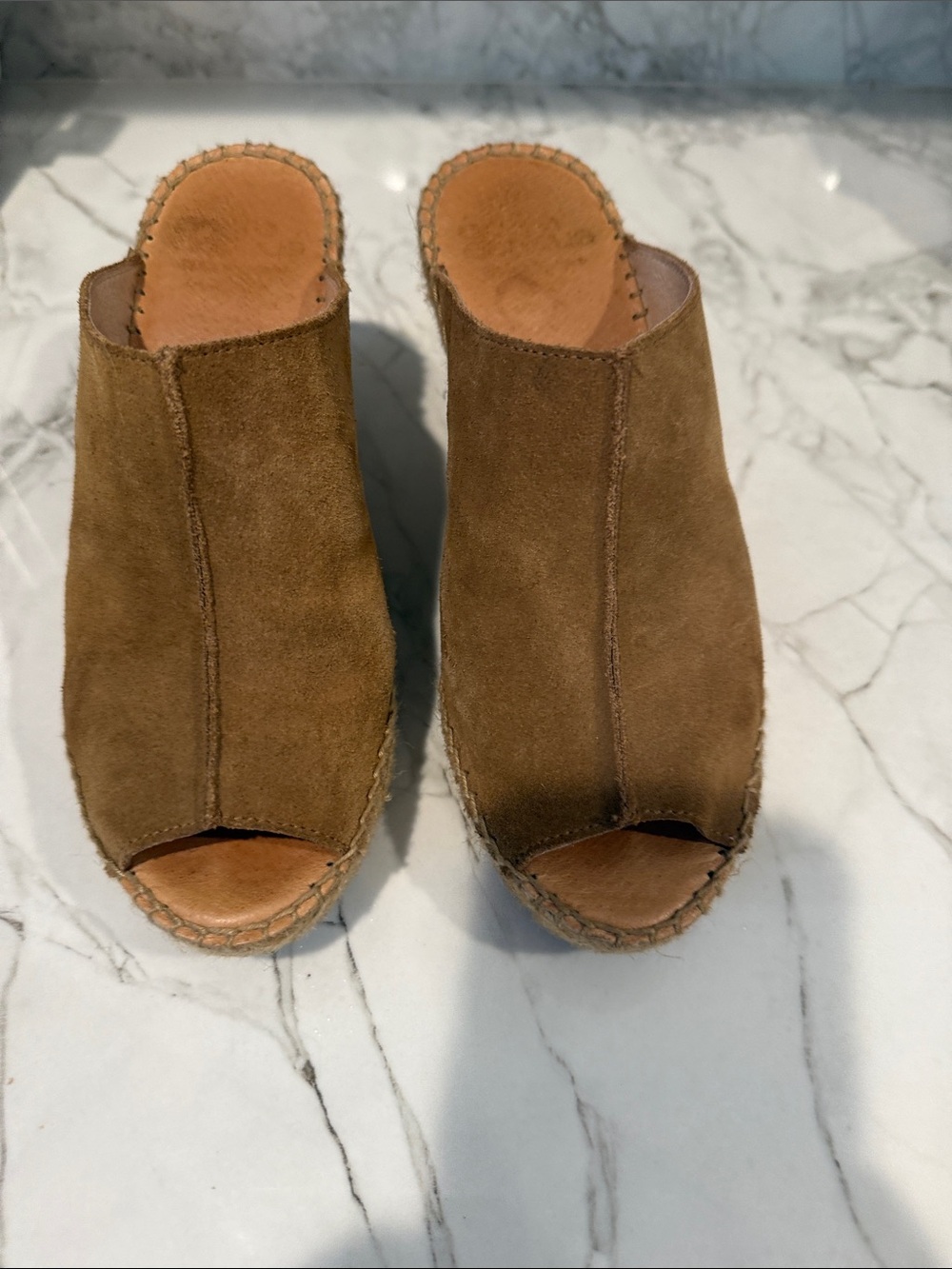 Andre Assous Brown Suede Open-Toe Espadrille Mules